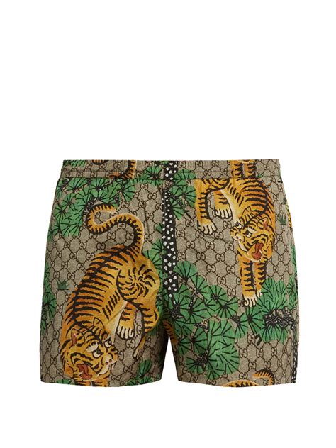 gucci bengal tiger shorts|Gucci nylon jacquard swim shorts.